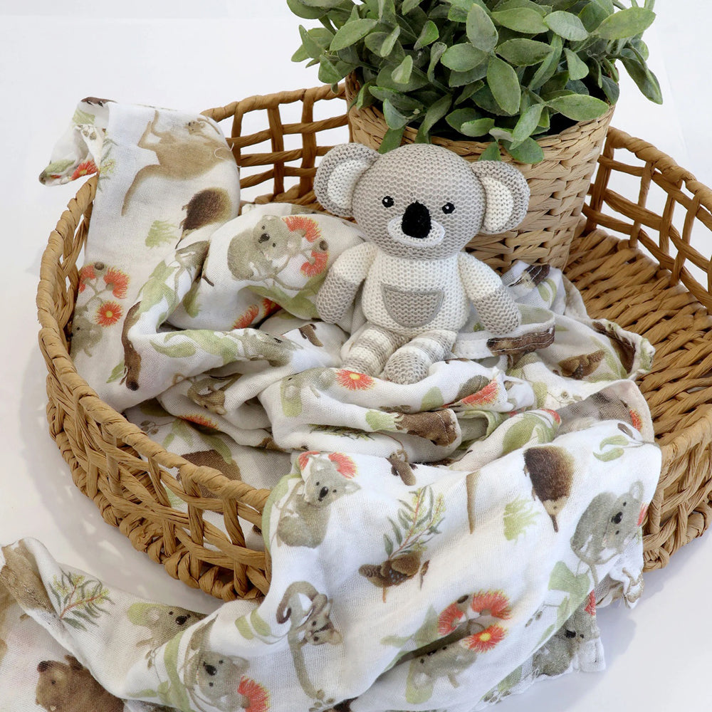 Bubba Blue Koala Rattle & Muslin Wrap Gift Set