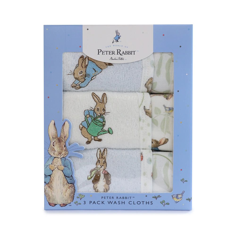 Bubba Blue Peter Rabbit & Benjamin Bunny 3PK Face Washers