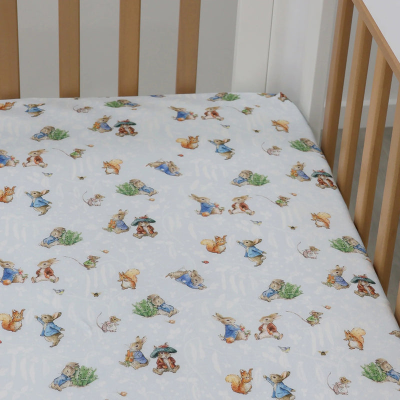 Bubba Blue Peter Rabbit & Benjamin Bunny Cot Fitted Sheet