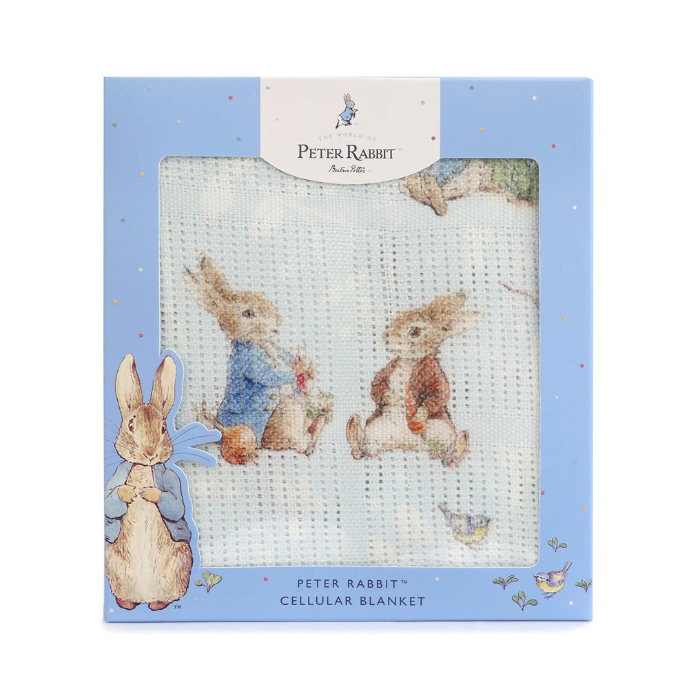 Bubba Blue Peter Rabbit & Benjamin Bunny Digital Print Cellular Blanket