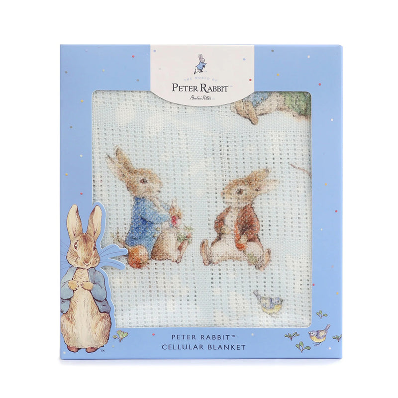 Bubba Blue Peter Rabbit & Benjamin Bunny Digital Print Cellular Blanket
