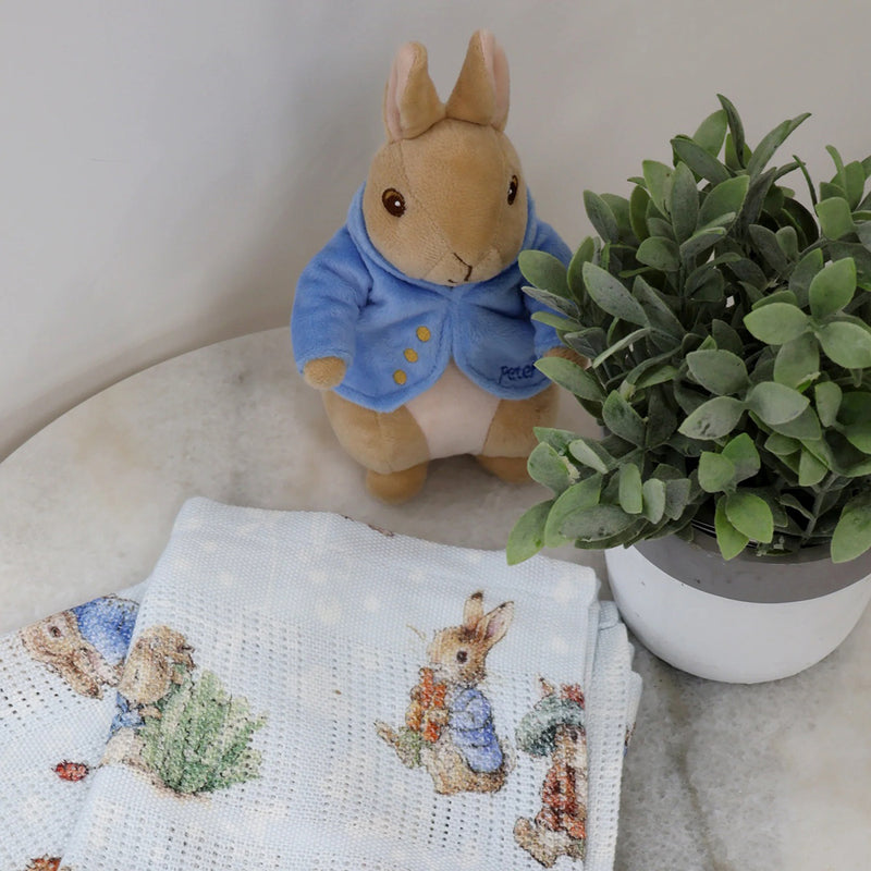 Bubba Blue Peter Rabbit & Benjamin Bunny Digital Print Cellular Blanket
