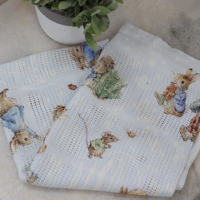 Bubba Blue Peter Rabbit & Benjamin Bunny Digital Print Cellular Blanket