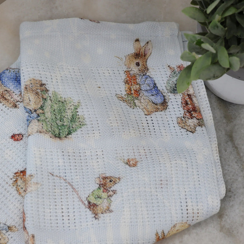 Bubba Blue Peter Rabbit & Benjamin Bunny Digital Print Cellular Blanket
