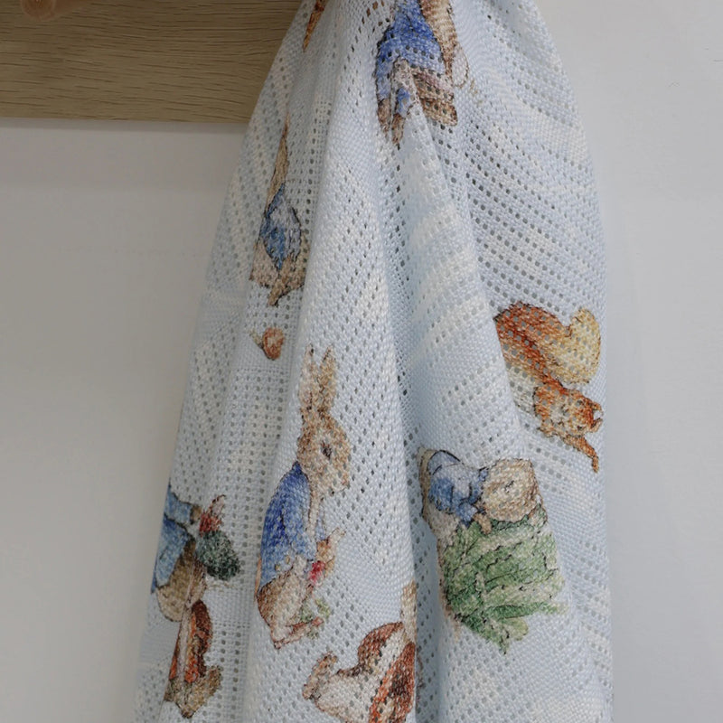 Bubba Blue Peter Rabbit & Benjamin Bunny Digital Print Cellular Blanket