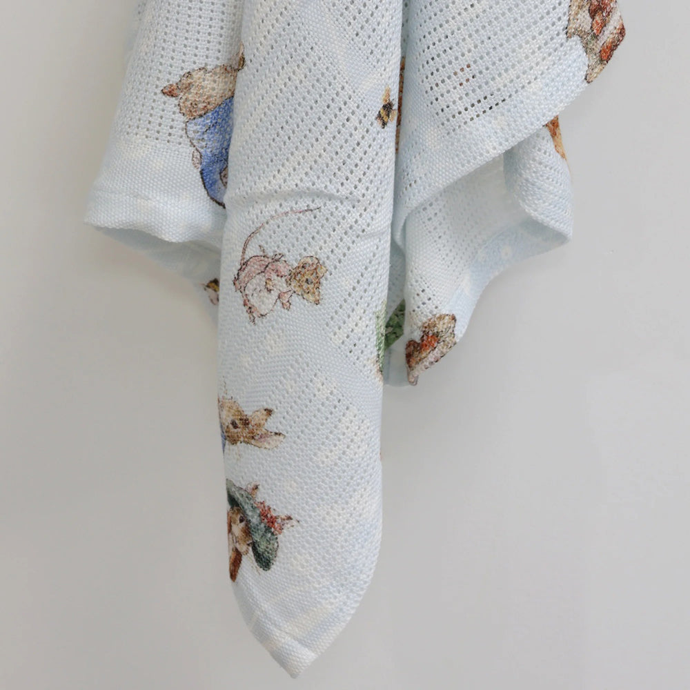 Bubba Blue Peter Rabbit & Benjamin Bunny Digital Print Cellular Blanket