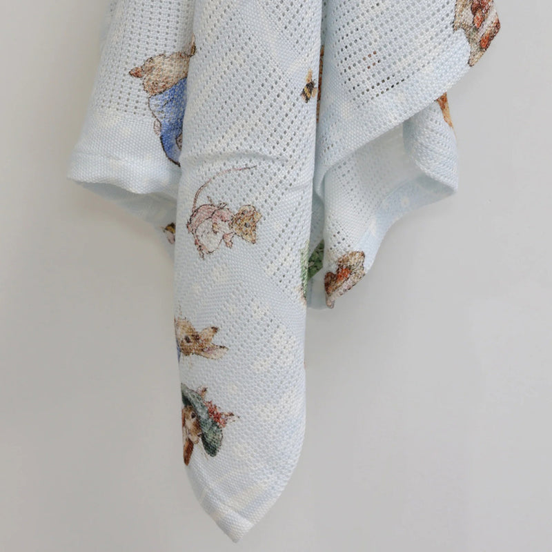 Bubba Blue Peter Rabbit & Benjamin Bunny Digital Print Cellular Blanket