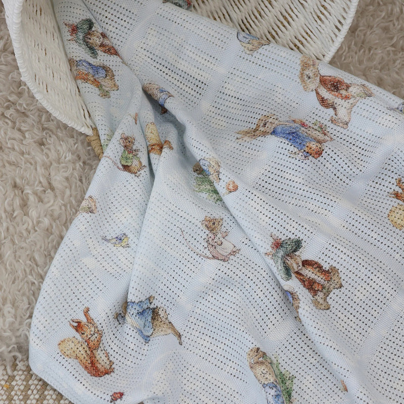 Bubba Blue Peter Rabbit & Benjamin Bunny Digital Print Cellular Blanket