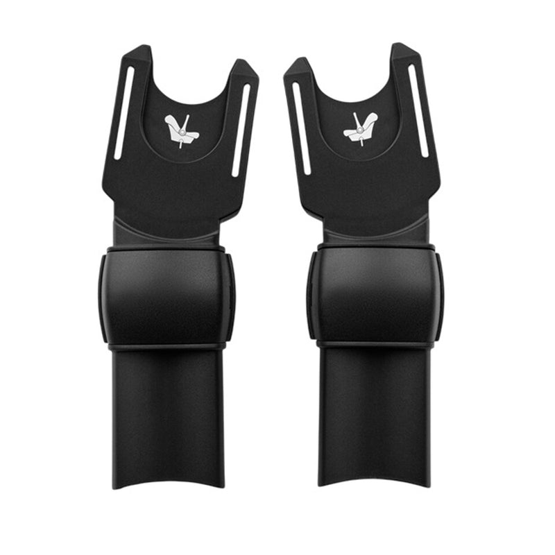 The Bugaboo Fox/Fox Cub/Kangaroo Car Seat Adapters by Bugaboo, shown side by side with white bird symbols on top, provide car seat compatibility for your stroller.