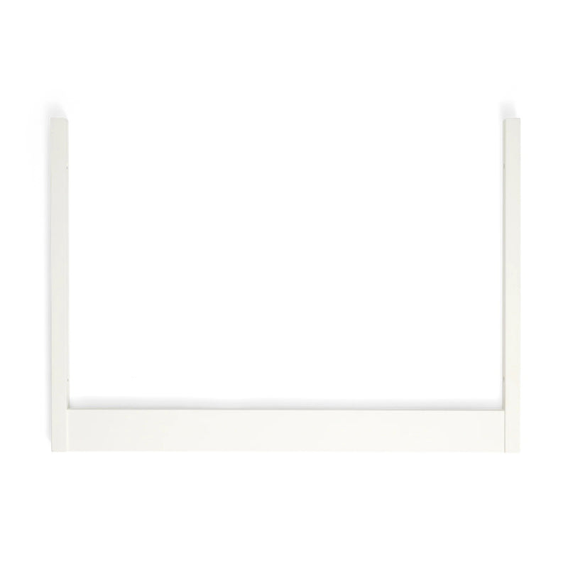 The Cariboo Florence Toddler Conversion Kit is a white rectangular frame with two vertical side panels and a horizontal bottom panel, open at the top and center—perfect for transitioning your Cariboo cot into a toddler bed.