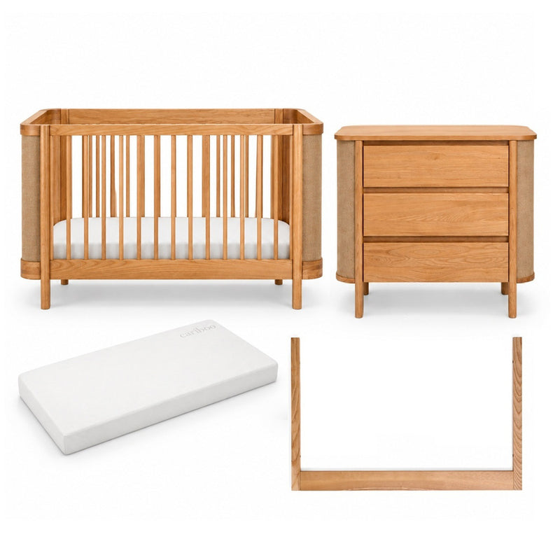 Cariboo Indi Cot + Tru- Sleep Mattress + Dresser + Conversion kit Nursery Package