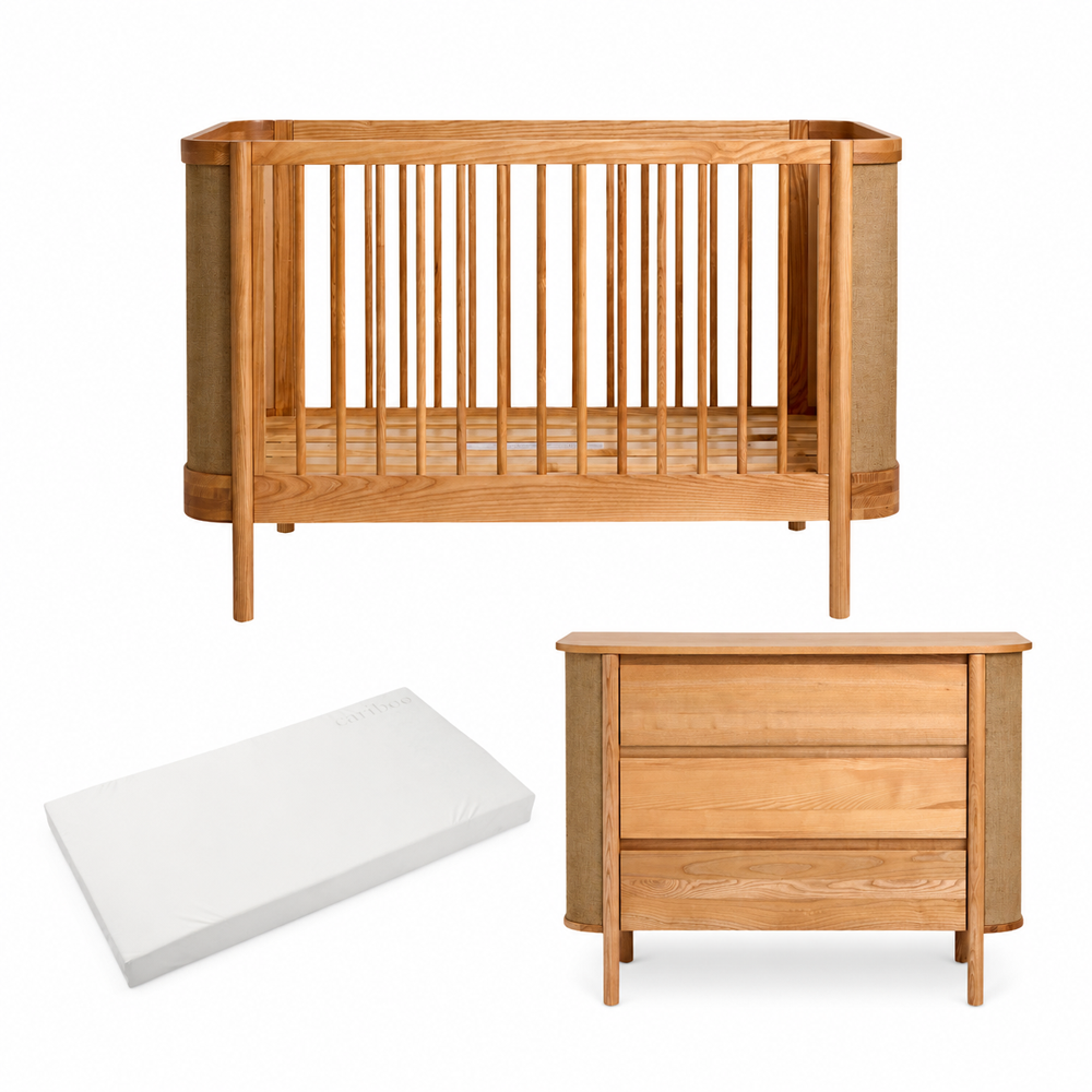 Cariboo Indi Cot + Tru- Sleep Mattress + Indi Dresser Nursery Package