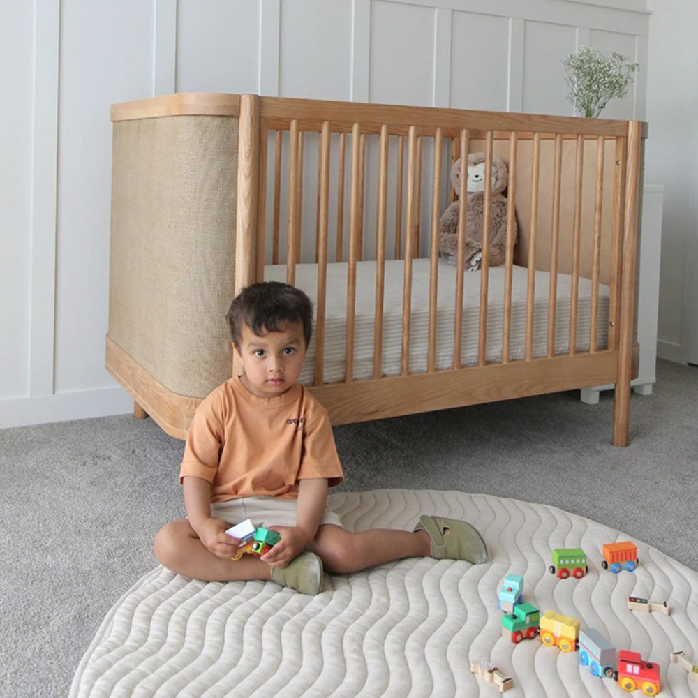 Cariboo Indi Cot + Tru- Sleep Mattress + Indi Dresser Nursery Package