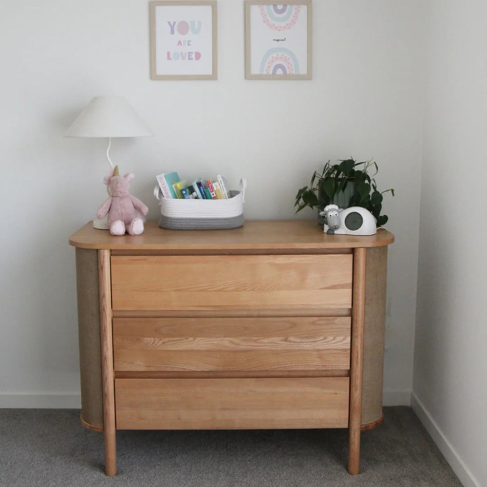Cariboo Indi Cot + Tru- Sleep Mattress + Indi Dresser Nursery Package