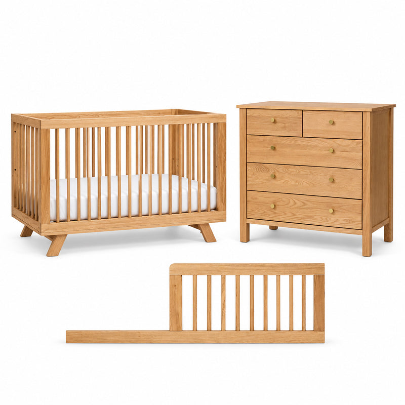 Cariboo MacKenzie Cot + Mattress + Dresser + Conversion Kit Nursery Package