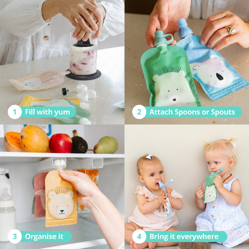 Cherub Baby On The Go Reusable Food Pouch Bundle Kit