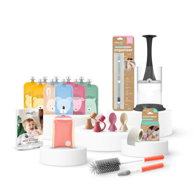 Cherub Baby On The Go Reusable Food Pouch Bundle Kit