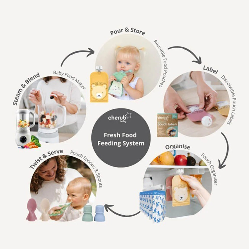 Cherub Baby Reusable Baby Food & Yoghurt Pouch Bundle Kit
