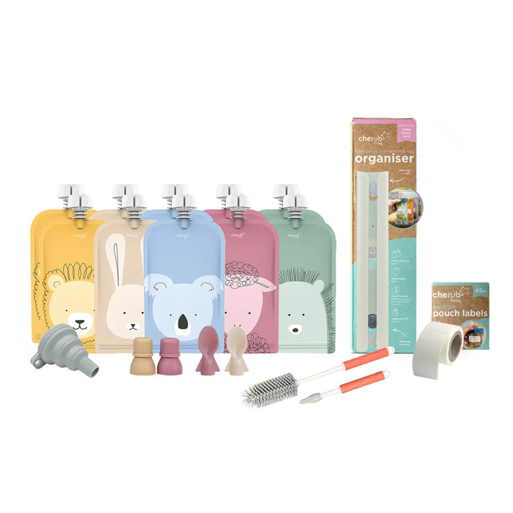 Cherub Baby Reusable Baby Food & Yoghurt Pouch Bundle Kit