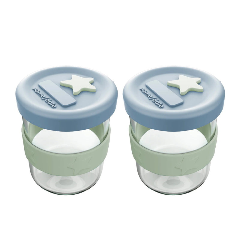 Cherub Baby Silicone and Glass Baby Food Storage 2pk 180ml