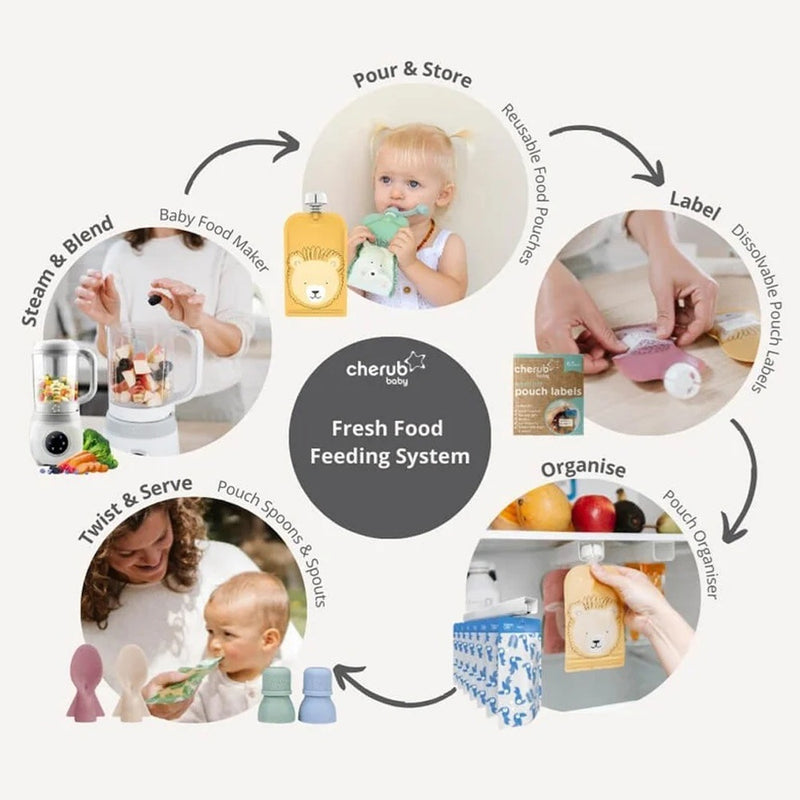 Cherub Baby Silicone and Glass Baby Food Storage 2pk 180ml