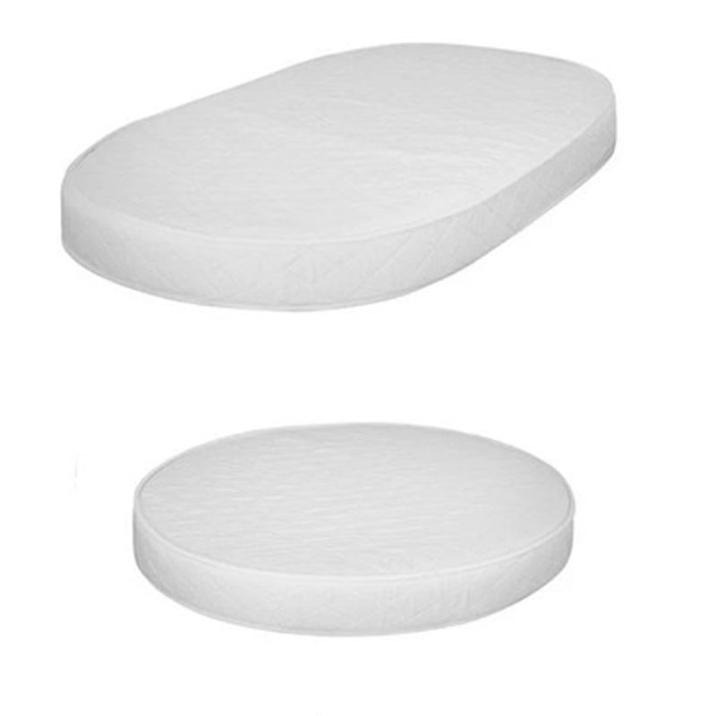 Two white Cocoon Nest & Sprout Bassinet/Cot Fitted Sheets, one oval and one round, both with a quilted finish, are shown on a plain white background. Perfect for use with waterproof cot sheets. Brand: Cocoon.