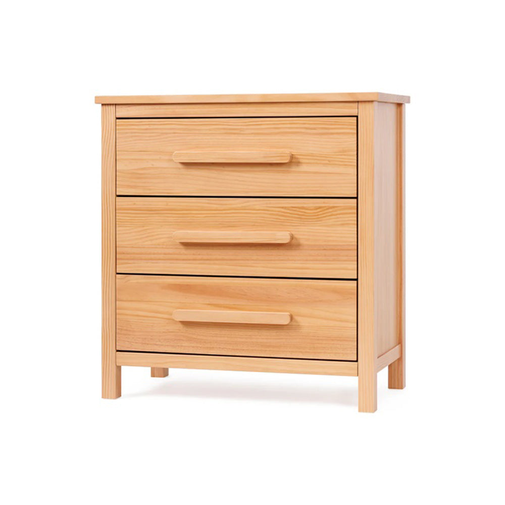 The Grotime 3-Drawer Chest by Grotime is a light New Zealand Pine nursery dresser with three spacious drawers, each with a wide horizontal handle, shown against a plain white background.