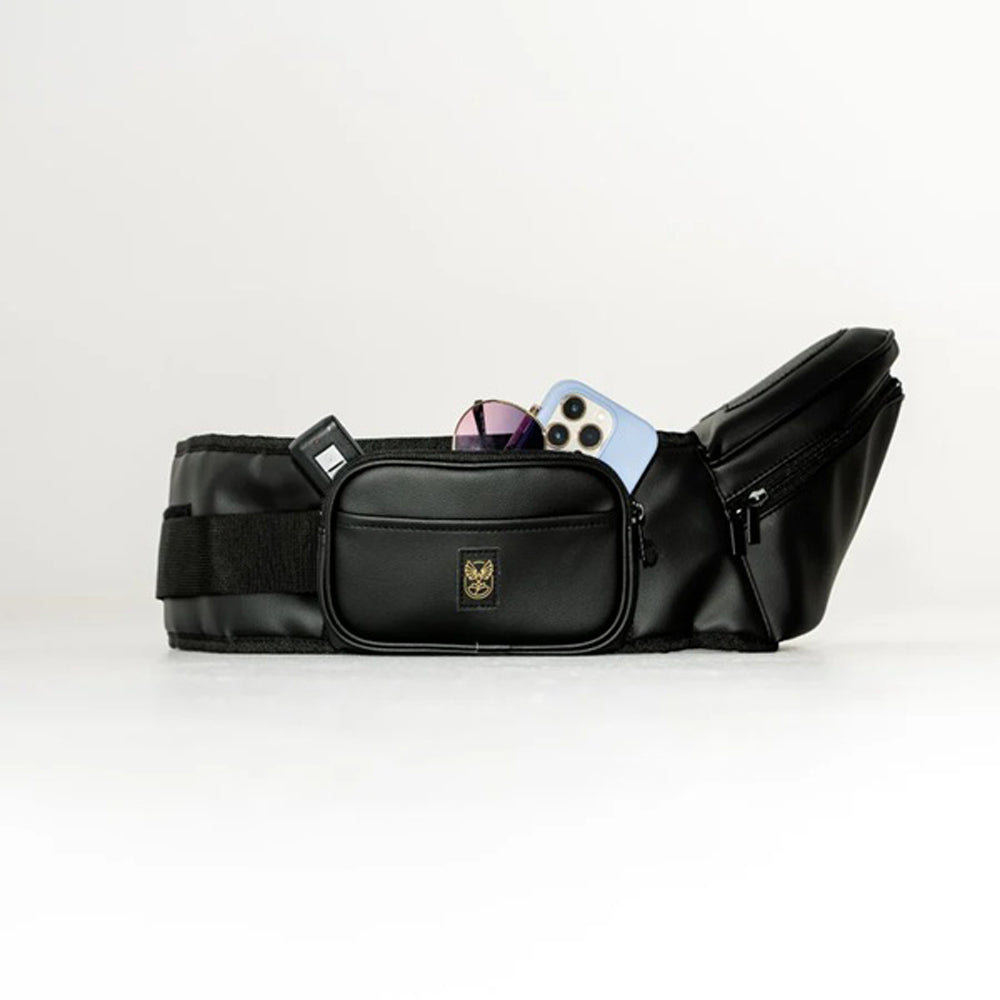 Hackerlily Hipsurfer Vegan Leather Hipseat Baby Carrier & Bum Bag Black & Black Zip