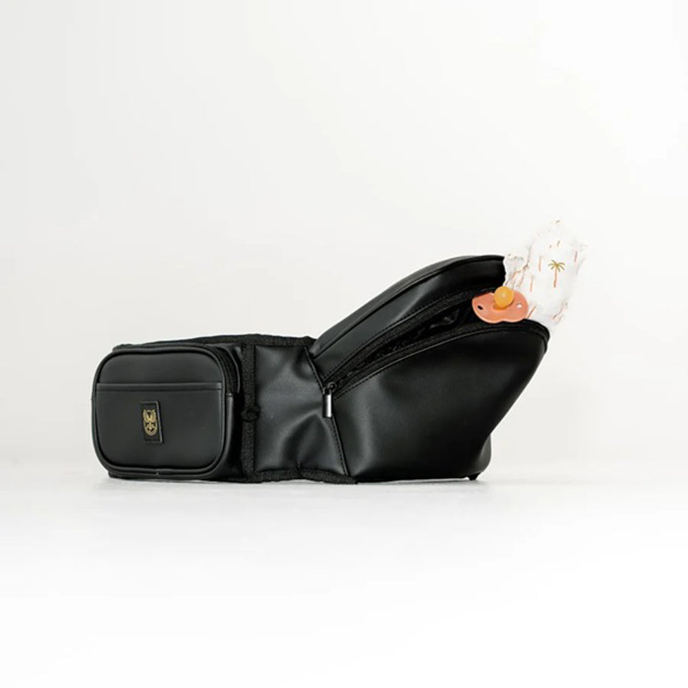 Hackerlily Hipsurfer Vegan Leather Hipseat Baby Carrier & Bum Bag Black & Black Zip