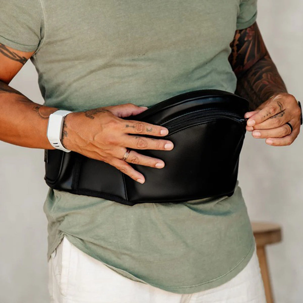 Hackerlily Hipsurfer Vegan Leather Hipseat Baby Carrier & Bum Bag Black & Black Zip