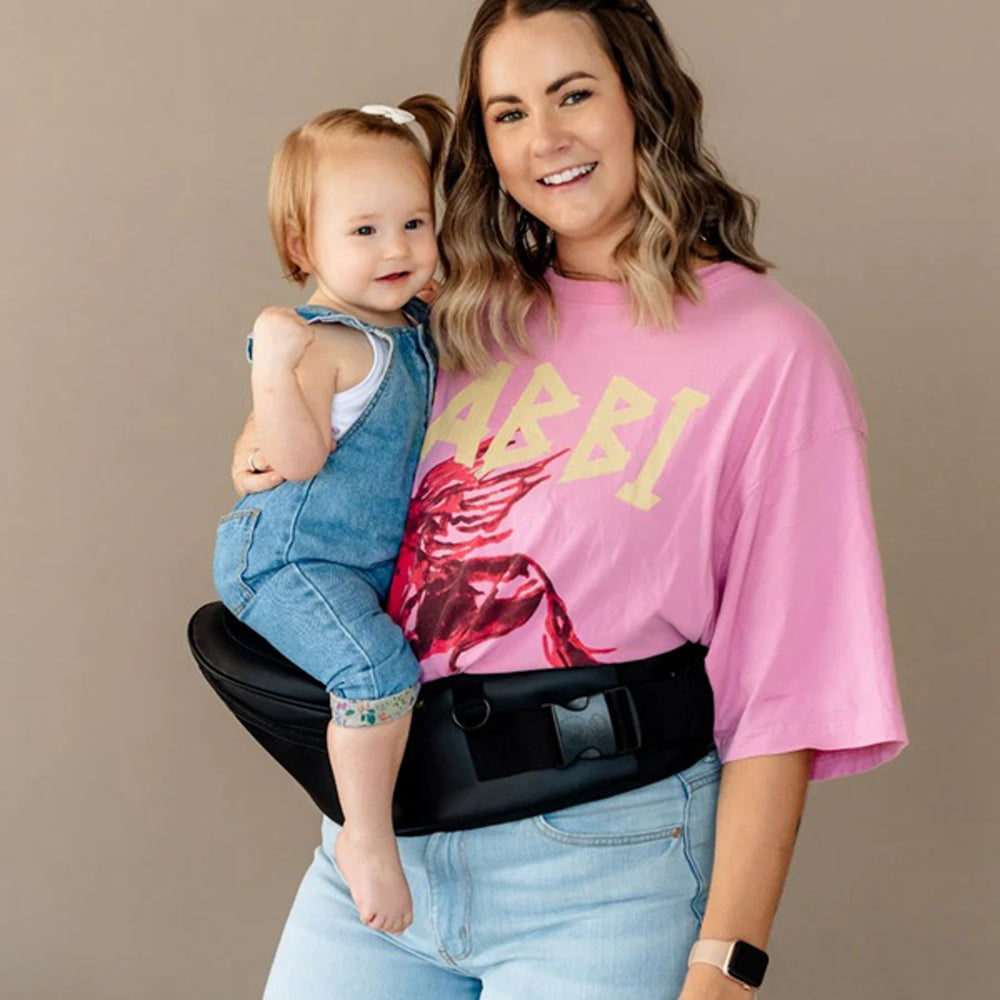 Hackerlily Hipsurfer Vegan Leather Hipseat Baby Carrier & Bum Bag Black & Black Zip
