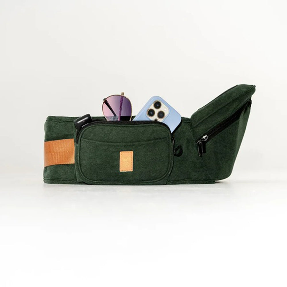 Hackerlily Hipsurfer Vegan Leather Hipseat Baby Carrier & Bum Bag Green & Tan