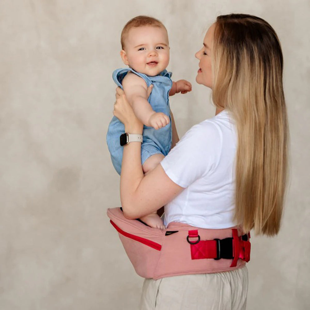 Hackerlily Hipsurfer Vegan Leather Hipseat Baby Carrier & Bum Bag Pink & Red