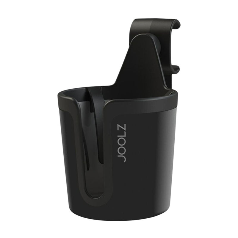 The Joolz Aer/Day/Hub/Geo3/Hub2 Cup Holder is a black plastic stroller accessory with a hook for easy handle attachment, branded with “JOOLZ” in white text.