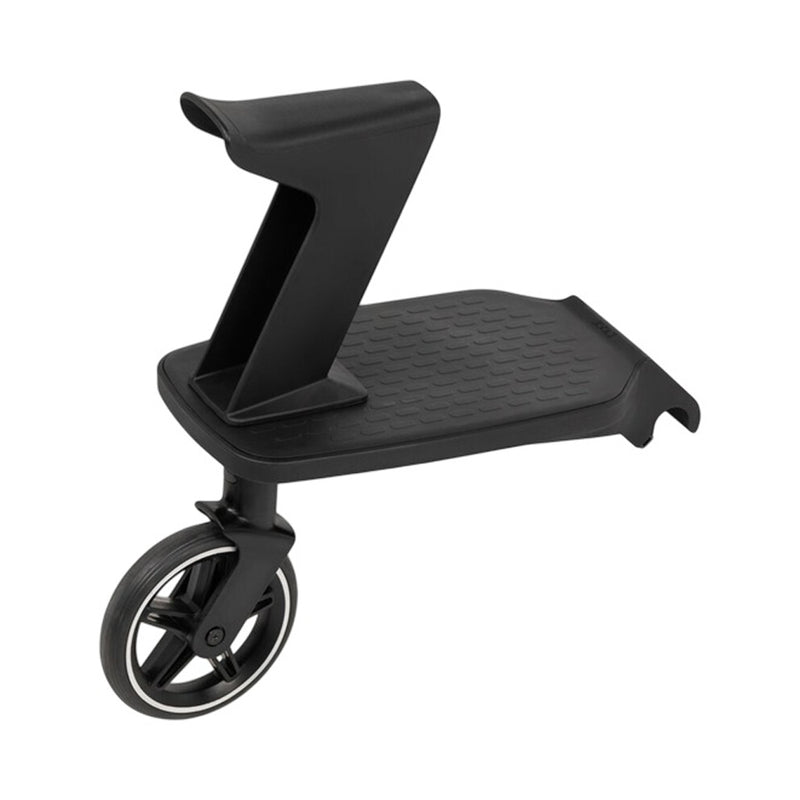 The Joolz Hub2 Footboard With Seat by Joolz features a single front wheel, raised seat-like handle, and textured standing platform, letting your child stand or sit comfortably while you push the stroller.