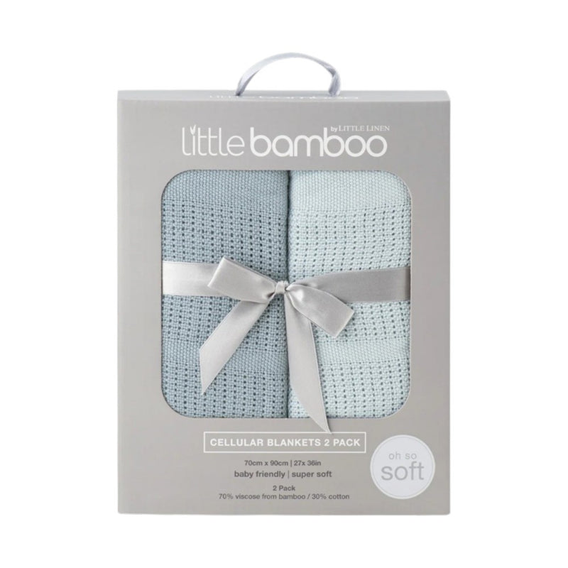 Little Bamboo Cellular Blanket 2Pk - Retro Blue