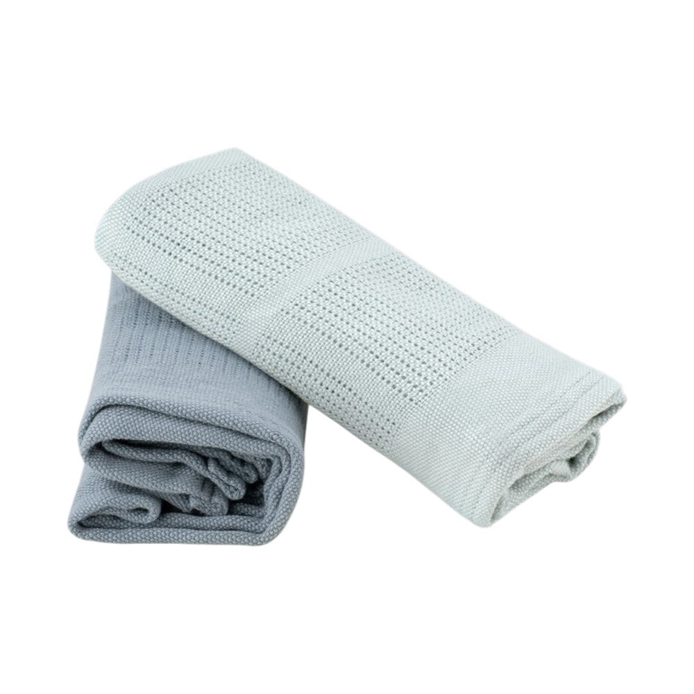 Little Bamboo Cellular Blanket 2Pk  - Retro Blue