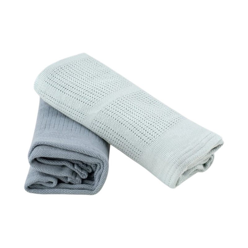 Little Bamboo Cellular Blanket 2Pk - Retro Blue