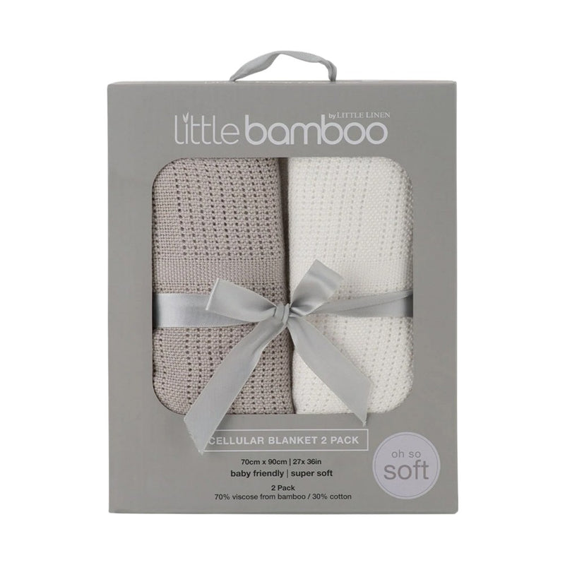 Little Bamboo Cellular Blanket 2Pk - Stone Grey