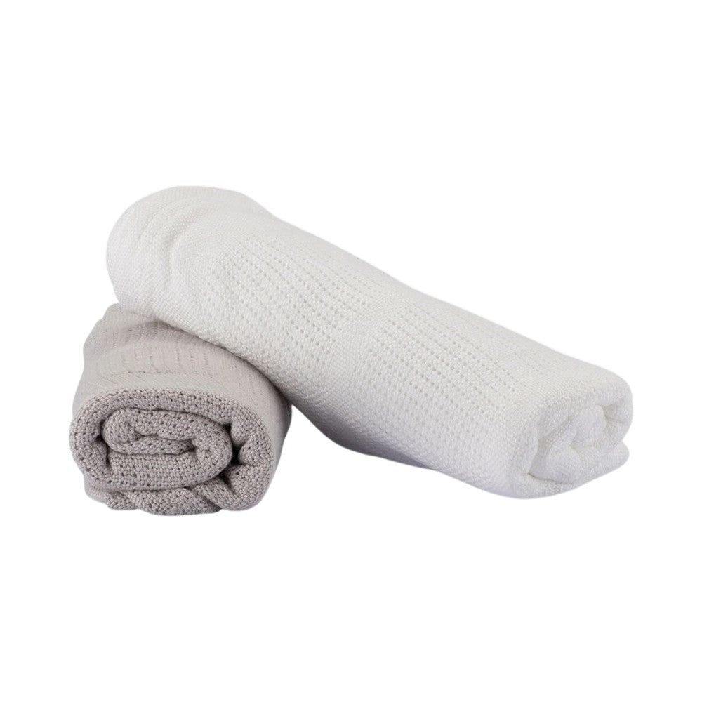 Little Bamboo Cellular Blanket 2Pk  - Stone Grey