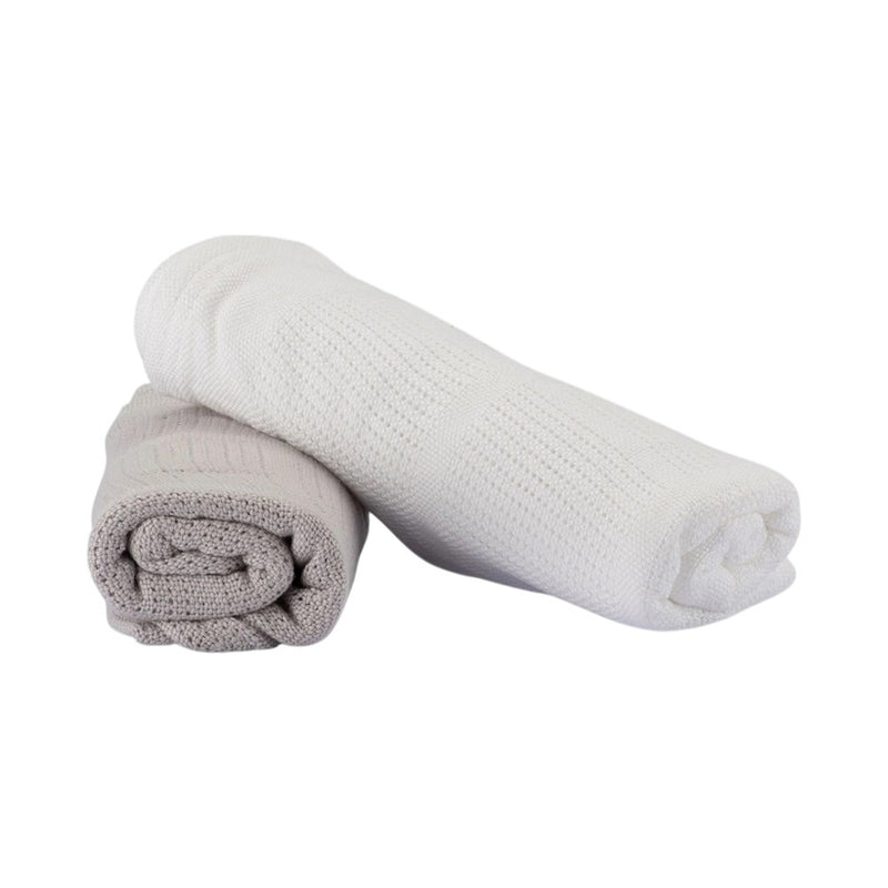 Little Bamboo Cellular Blanket 2Pk - Stone Grey
