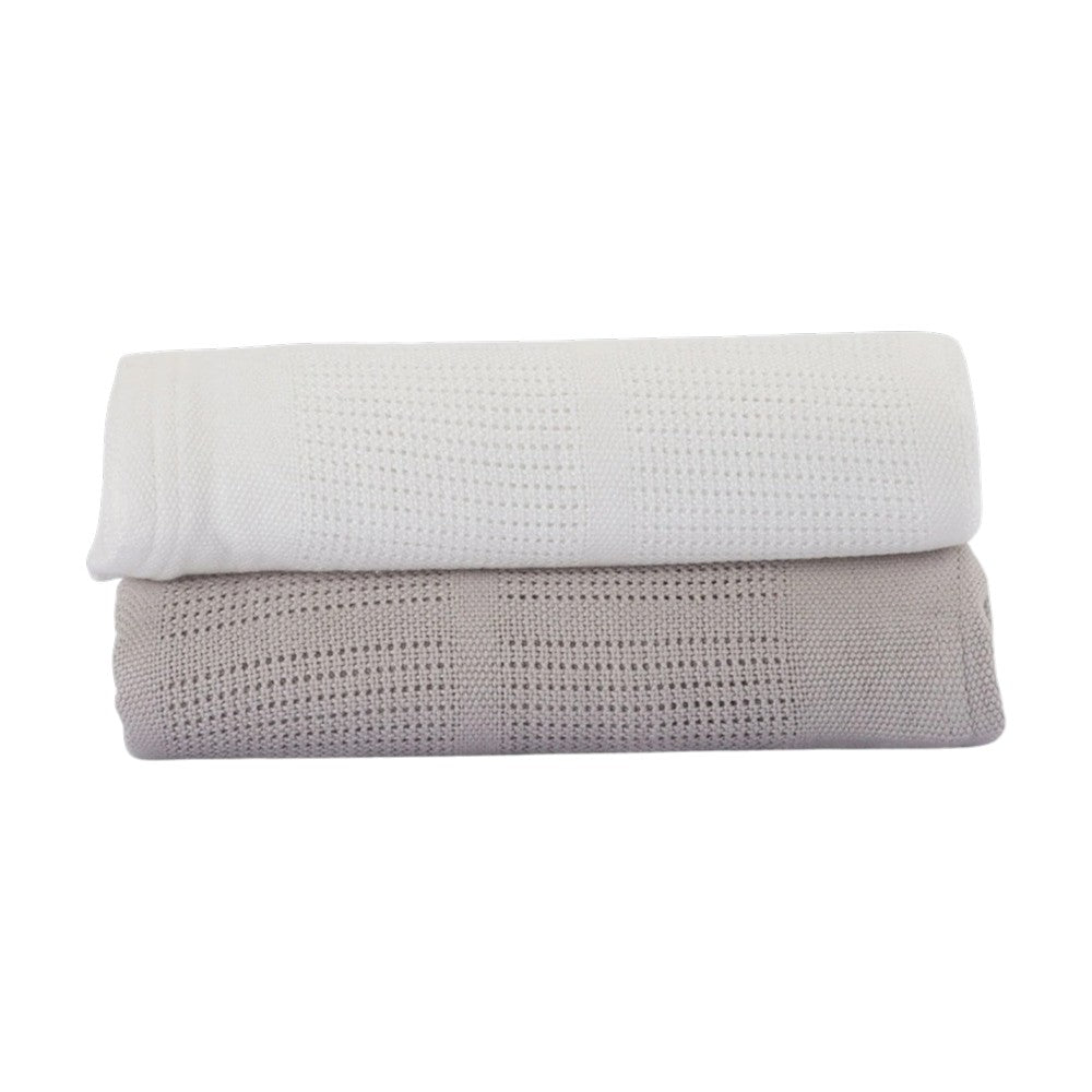 Little Bamboo Cellular Blanket 2Pk  - Stone Grey
