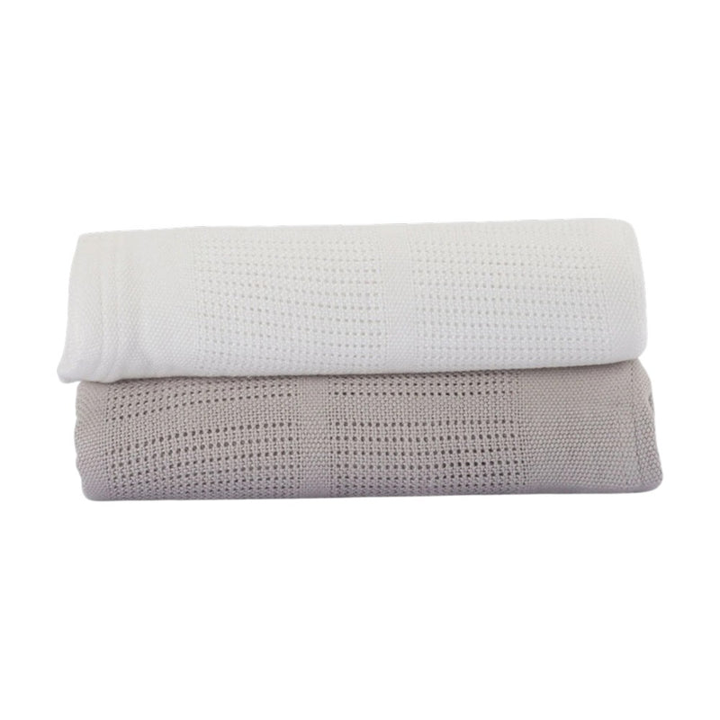 Little Bamboo Cellular Blanket 2Pk - Stone Grey