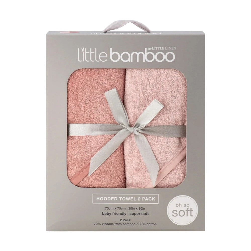 Little Bamboo Hooded Towel 2PK  - Dusty Rose