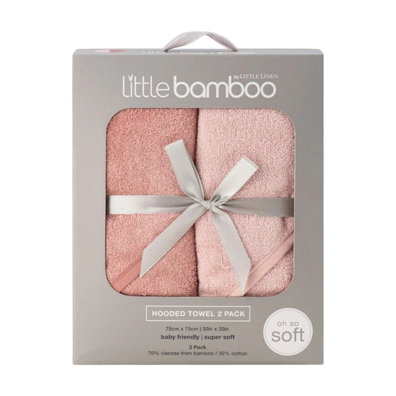 Little Bamboo Hooded Towel 2PK - Dusty Rose