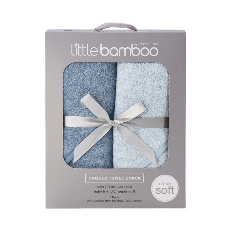 Little Bamboo Hooded Towel 2PK - Retro Blue