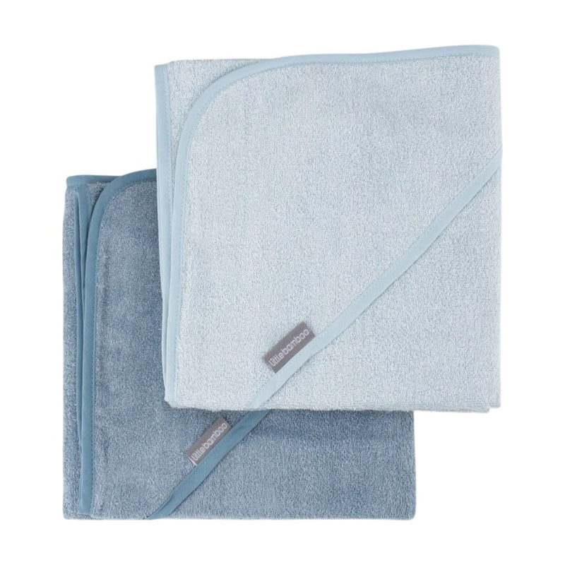 Little Bamboo Hooded Towel 2PK - Retro Blue