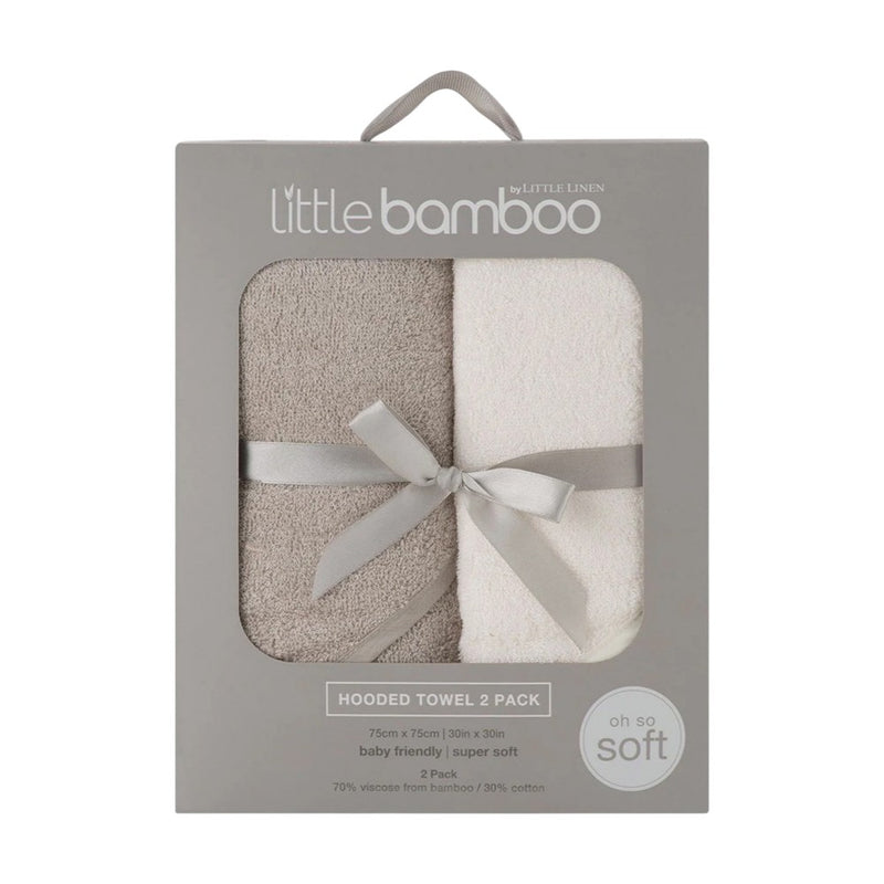 Little Bamboo Hooded Towel 2PK - Stone Grey