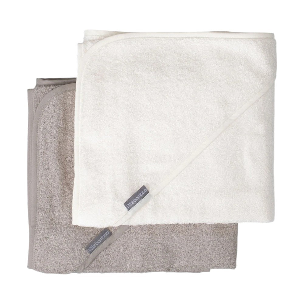 Little Bamboo Hooded Towel 2PK  - Stone Grey