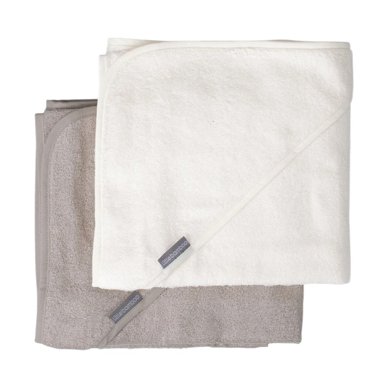 Little Bamboo Hooded Towel 2PK - Stone Grey